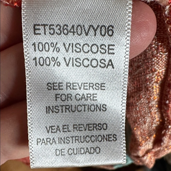 NWT En Crème Boho Metallic Stripe Peasant Top Tassel Tie V-Neck Size Small - Picture 4 of 9